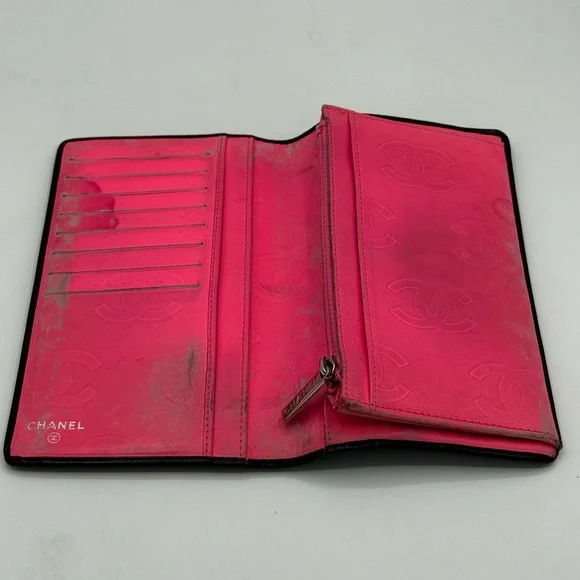 Chanel Cambon Ligne Long Wallet Black Lambskin Pink Series 10 w/ Holo, Auth Card - Picture 8 of 16